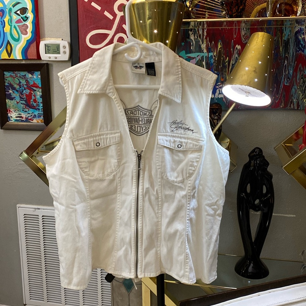 Harley Davidson Zippered Vest, Top, Blouse.
